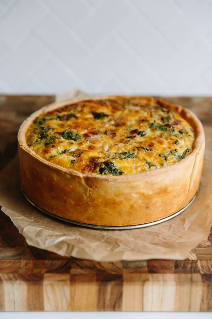 Recipe DeepDish Quiche Lorraine with Swiss Chard and Bacon Kitchn