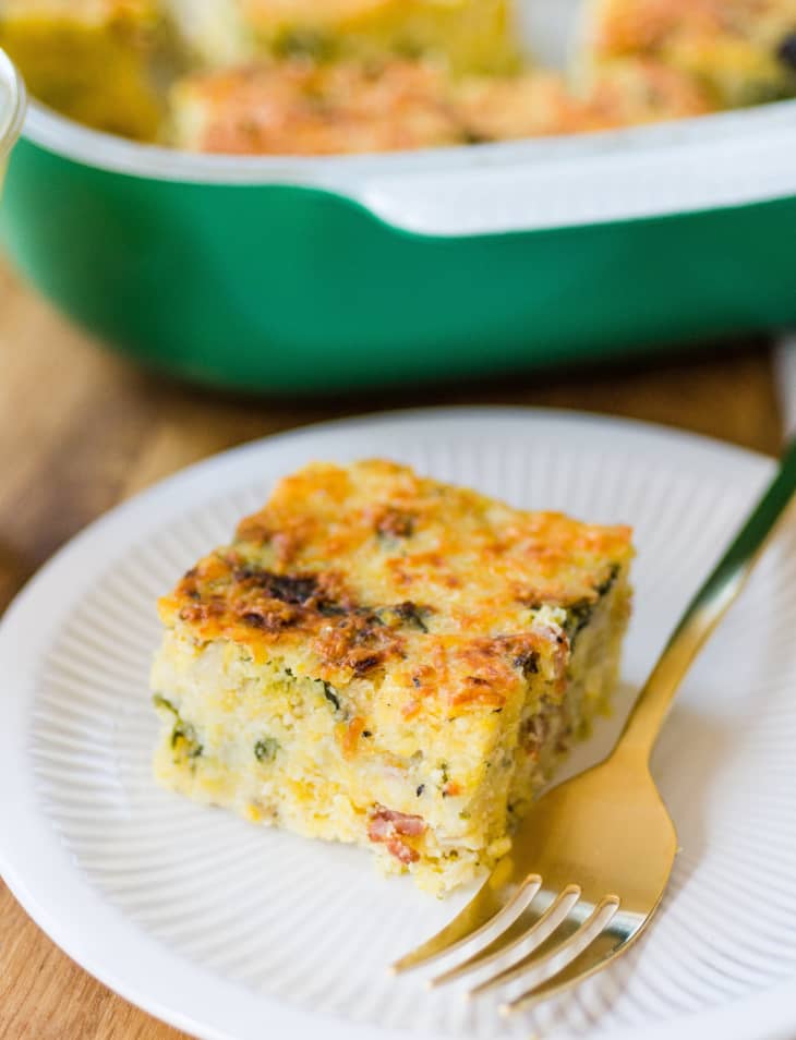 Recipe: Breakfast Polenta Squares with Spinach & Bacon | The Kitchn