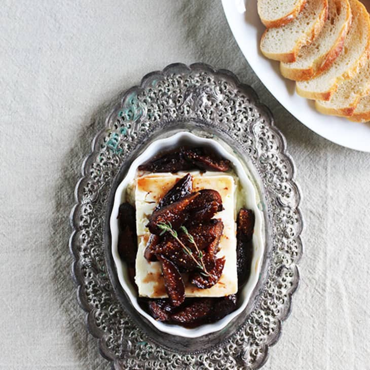 Appetizer Recipe Roasted Feta Cheese with FigThyme Compote Kitchn