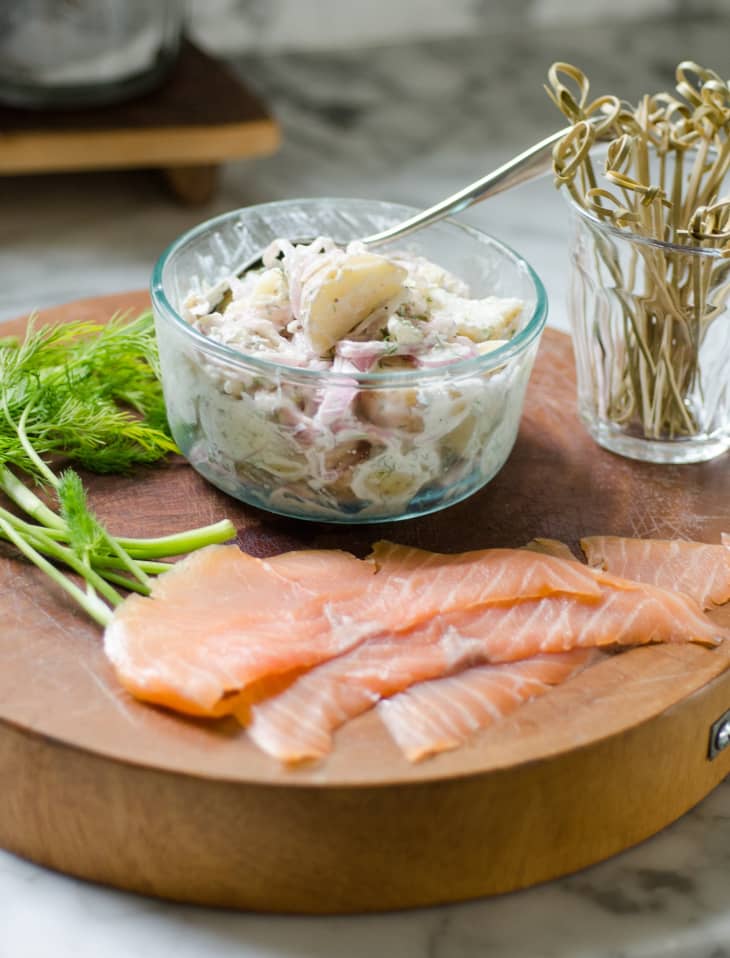 Recipe Smoked Salmon & Potato Skewers with Dill & Shallots The Kitchn