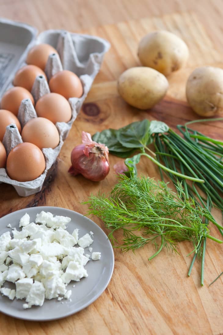 Recipe Fresh Herb, Potato, and Goat Cheese Frittata The Kitchn