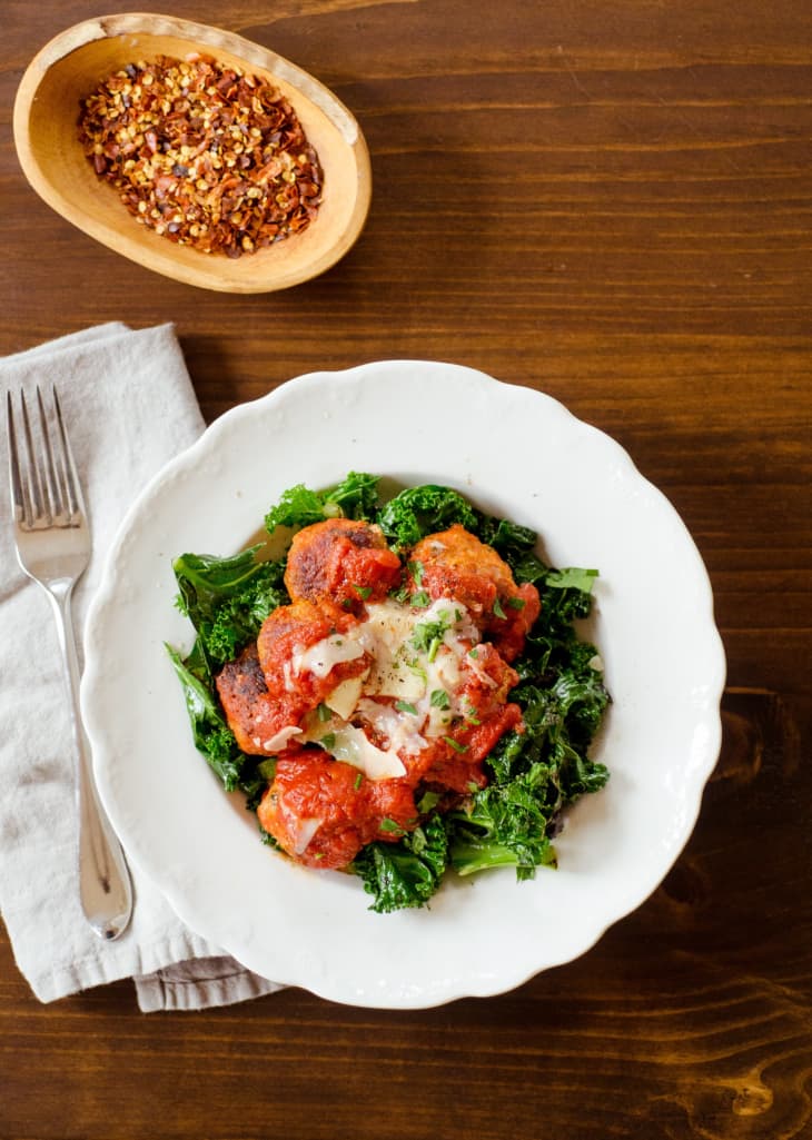 Recipe Quick Turkey Meatballs Over Greens The Kitchn