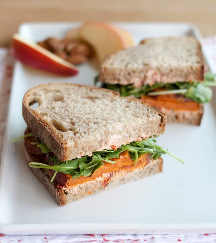 Recipe Roasted Sweet Potato, Goat Cheese & Arugula Sandwiches The Kitchn