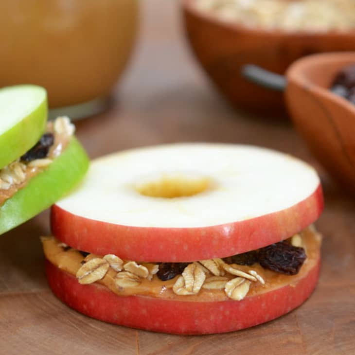 Snack Recipe Apple Sandwiches With Honeyed Peanut Butter Oats