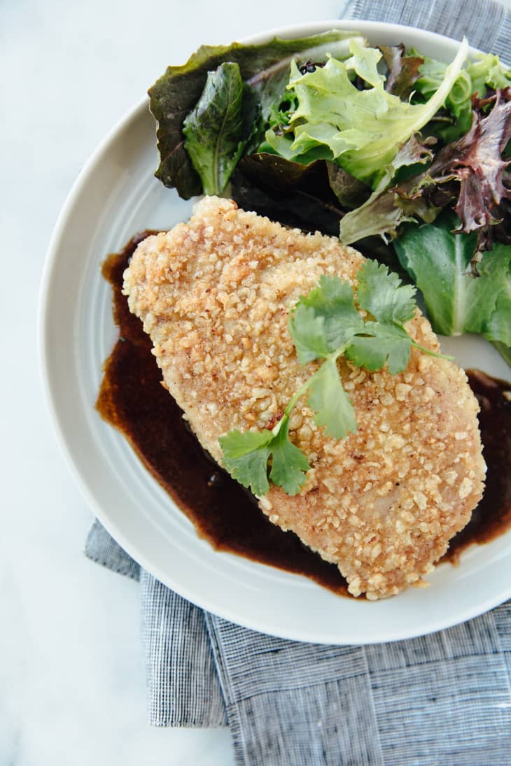Recipe Jacques Pépin’s Pork Schnitzel with Crispy Rice Coating Kitchn
