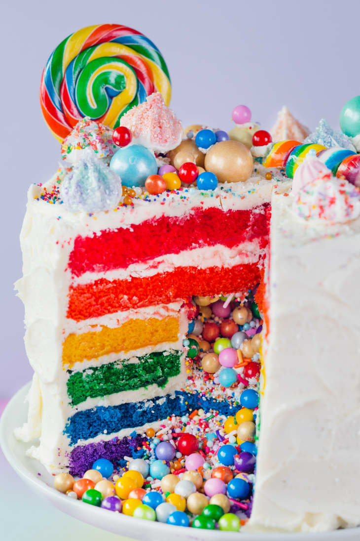 How To Make a Rainbow Layer Cake with a Candy Surprise Inside | The Kitchn