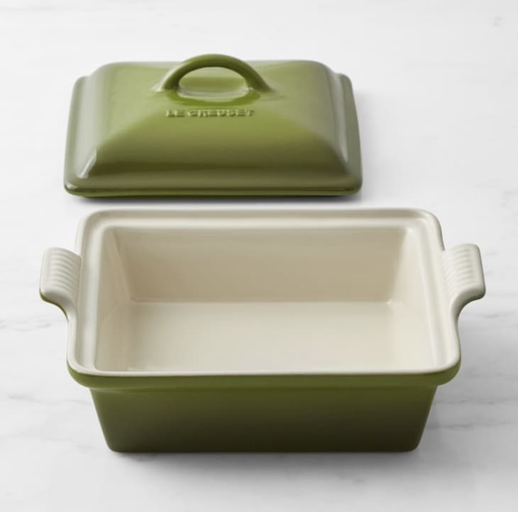 Le Creuset Heritage Stoneware Shallow Square Covered Baker at Williams Sonoma