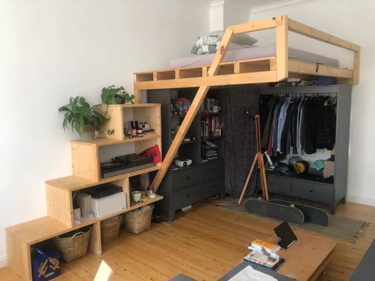 Loft bed with on sale swing underneath