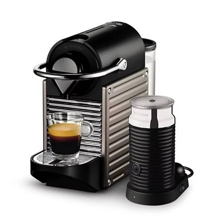 Nespresso Pixie Espresso Machine by Breville with Aeroccino Milk Frother in Electric Titan at Bed Bath & Beyond