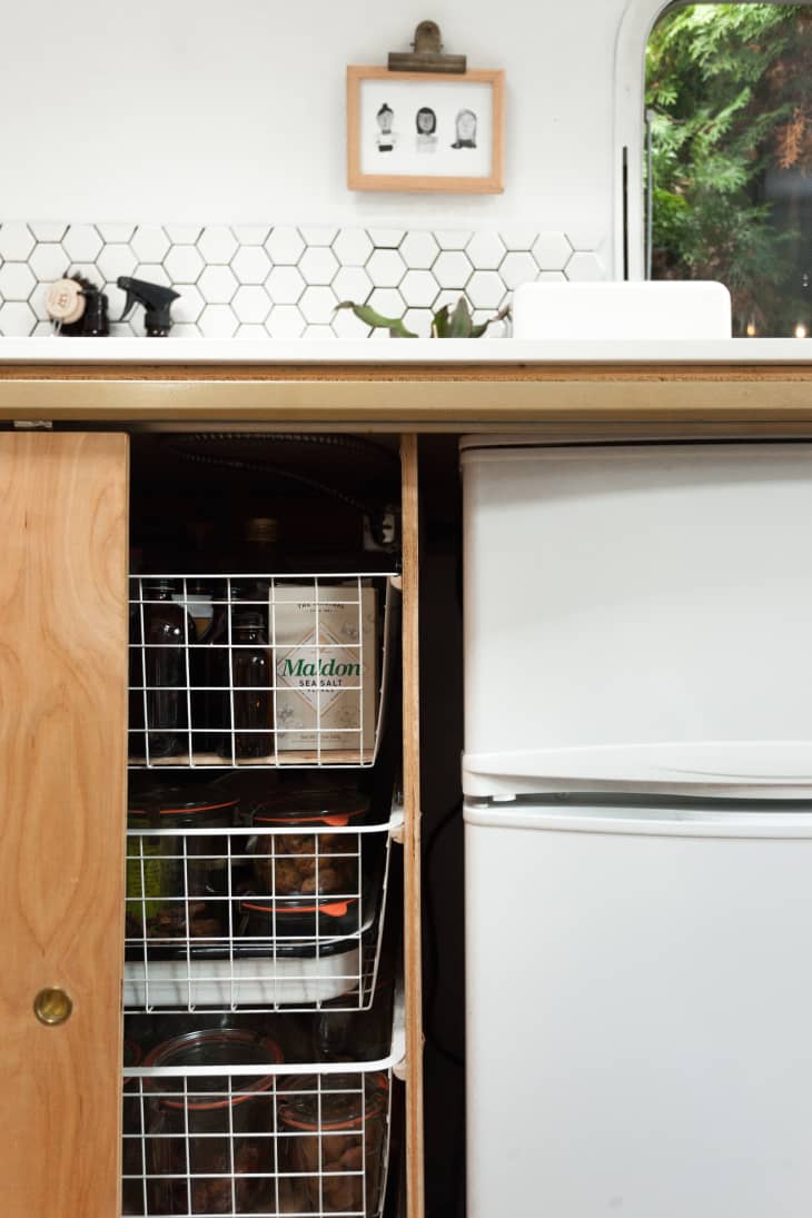 Drawers are installed in a cabinet