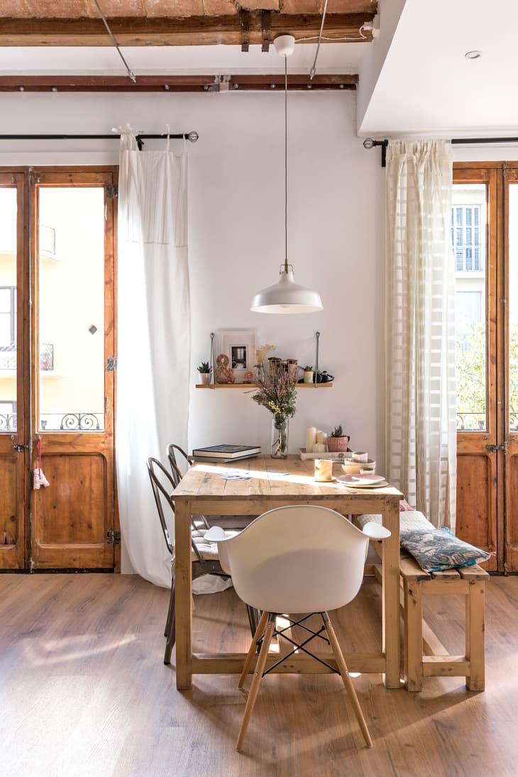 Dining Room with Unpainted Wood Trim