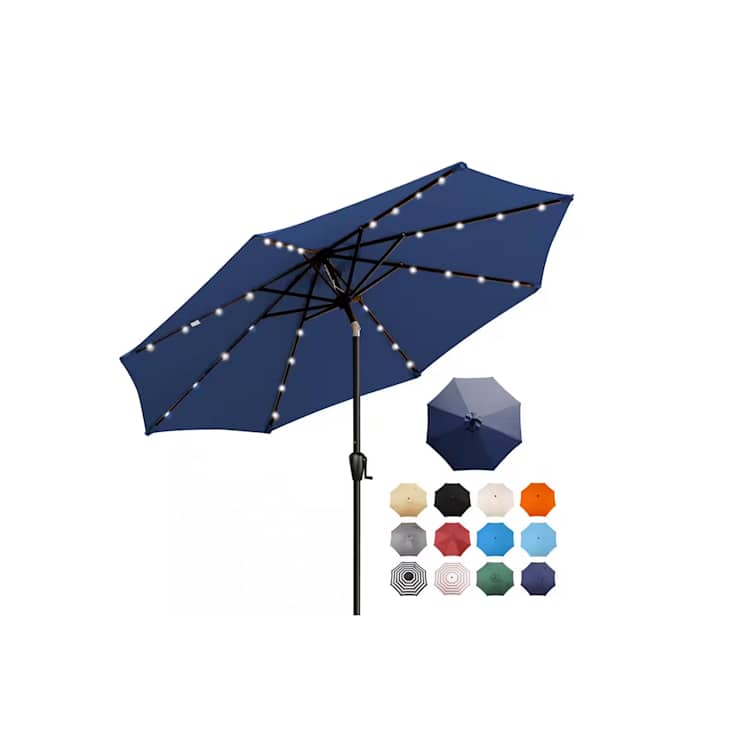 home depot patio umbrella with lights Sunnydaze 10-Foot Solar Offset Lights, Cherry quality umbrella that will last for many years Solar Lighted - Costway -