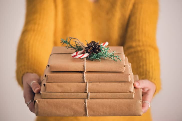 Close up of a woman holding gifts