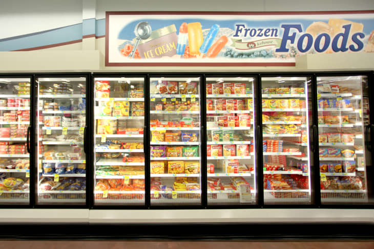 Frozen food aisle of grocery store