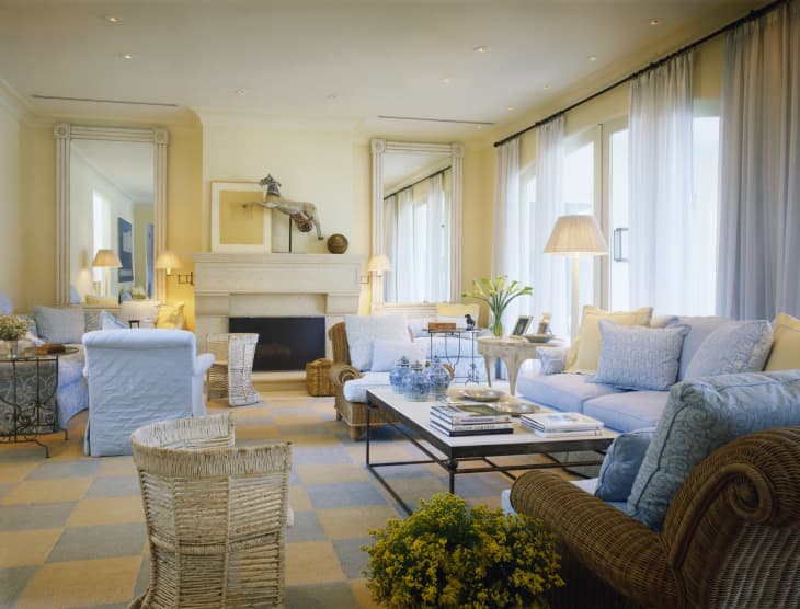 Living Room with Blue and Yellow Theme