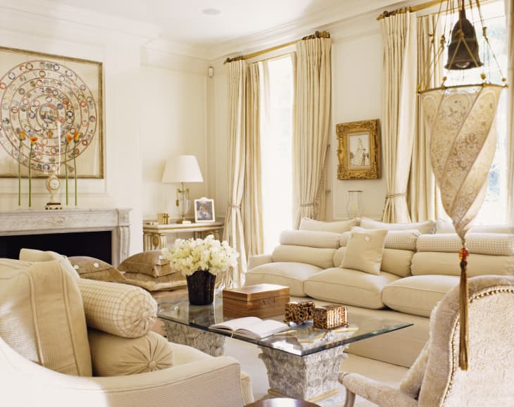 Elegant living room with gold accents