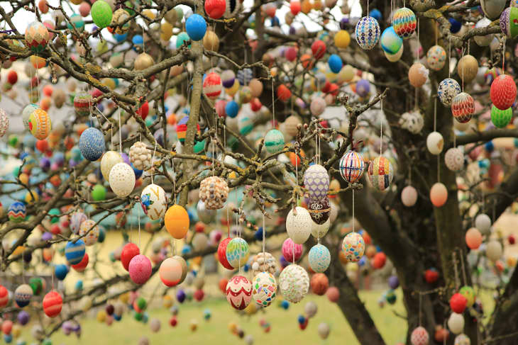 Famous Saalfeld Easter egg tree in Saalfeld, Thuringia.