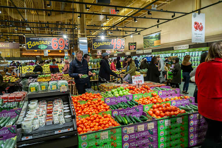 New York NY/USA-October 27, 2019 Thousands of excited shoppers flock to the Wegmans supermarket in Brooklyn in New York