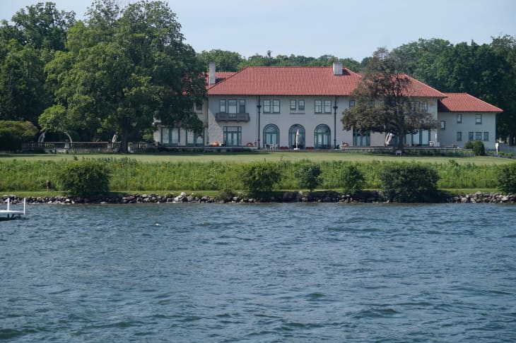 Wisconsin, USA; June 23, 2019: The Edgewood Estate, a famous lakefront vacation home in Lake Geneva built in 1906.