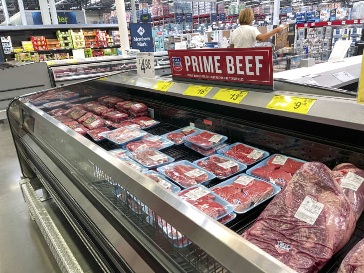 Orlando, FL USA - May 31, 2021: Fresh cuts of   Prime Beef meat n the refridgerated meat aisle of a Sams Club grocery store ready to be purchased by consumers.