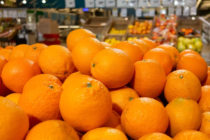 A lot of oranges in supermarket