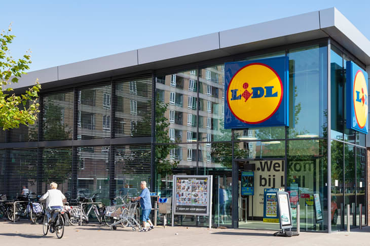 LIDL supermarket and logo in a residential area in Amersfoort. Lidl is the a supermarket chain in Europe.