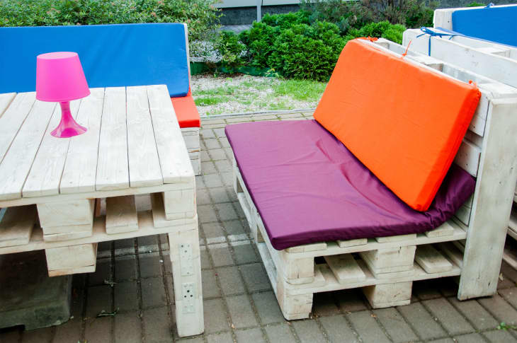 comfy pallet for sitting with a table