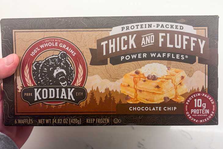 Kodiak Cakes Thick & Fluffy Power Waffles – Chocolate Chip.