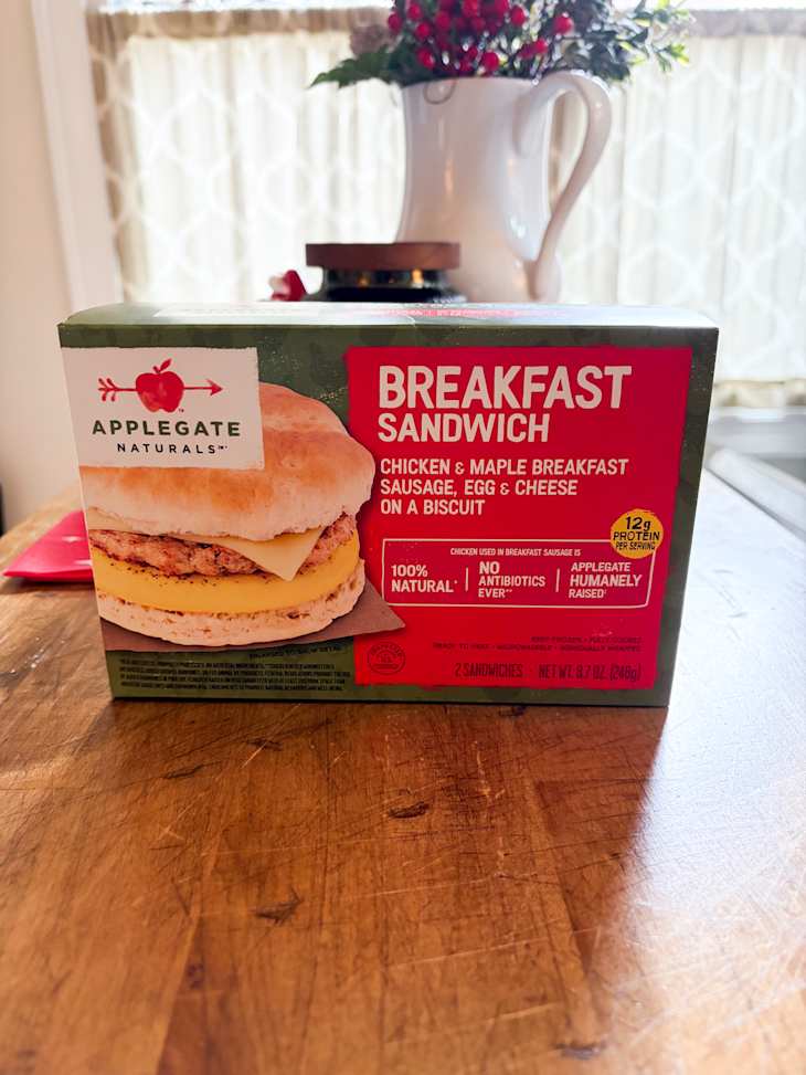 Applegate Naturals Breakfast Sandwich with Chicken Sausage, Egg & Cheese.
