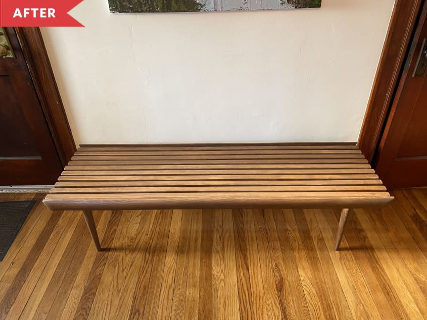 After: Mid-century modern bench in hallway