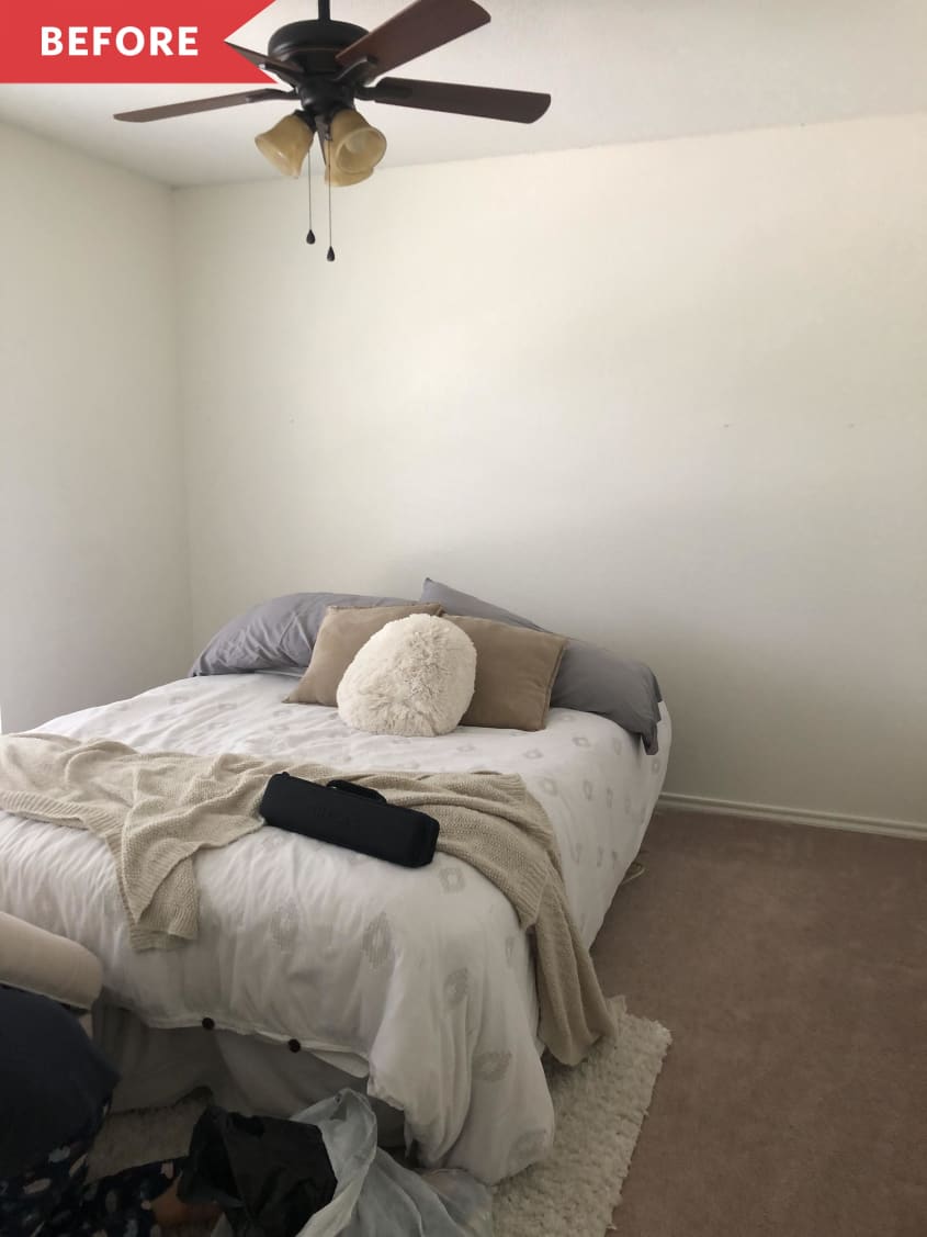 Bedroom before empty white walls