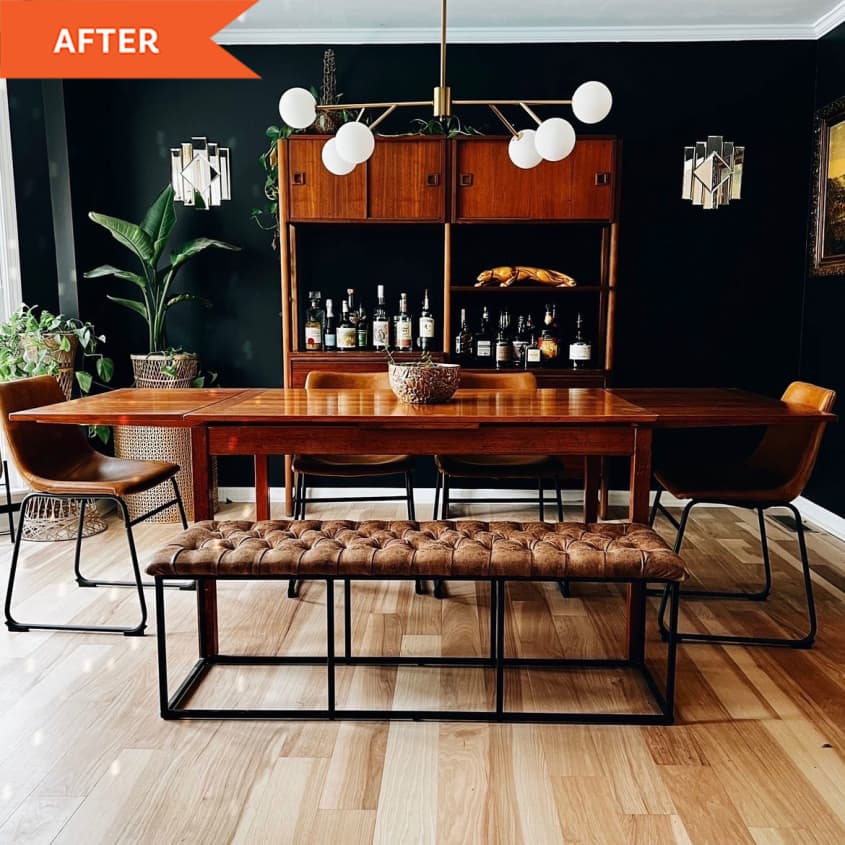 After: full view of modern wooden dining table