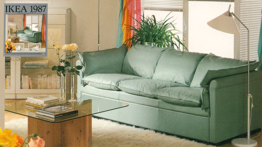 IKEA catalog cover from 1987 with seafoam couch