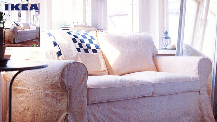 IKEA catalog cover with off-white sofa from 1996