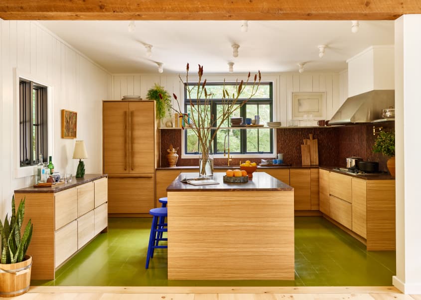 Montauk Kitchen with red stone countertops designed by Studio McKinley