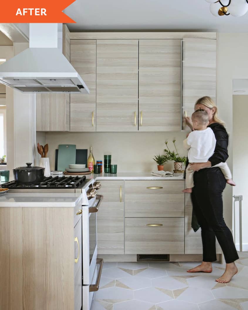 Brittany Black in her neutral renovated kitchen
