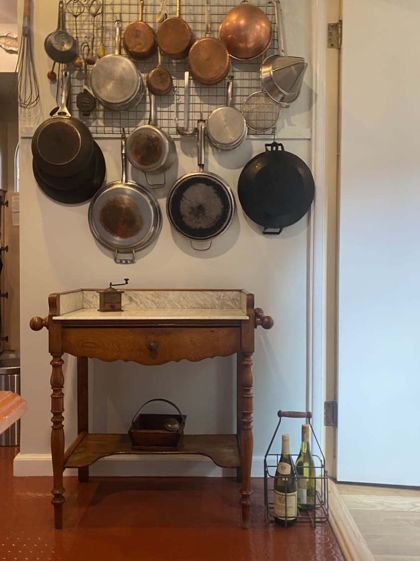 French washstand with pots above it