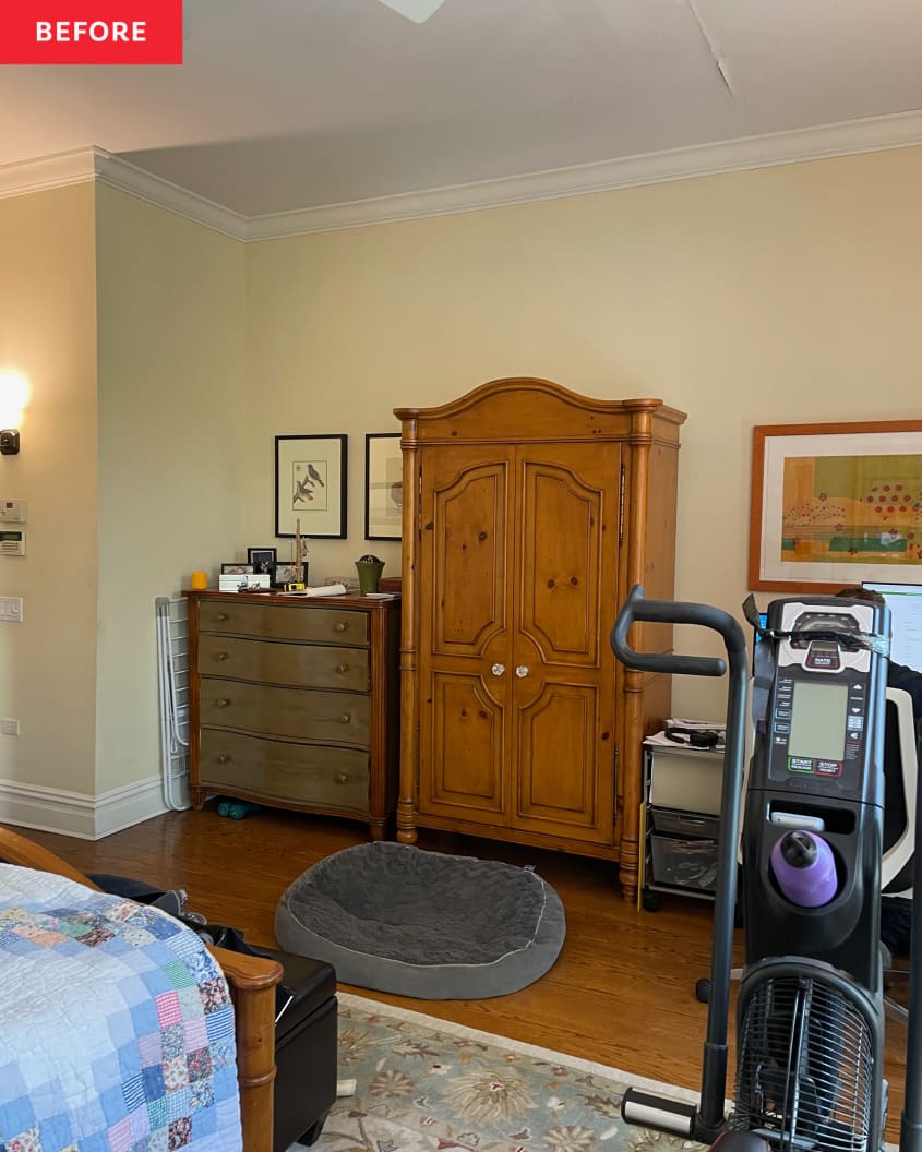 Armoire in bedroom before renovation.