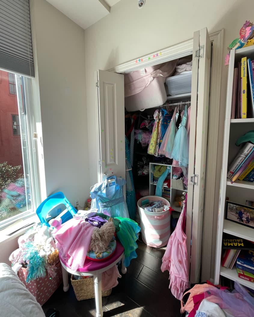 Closet in little girls bedroom.