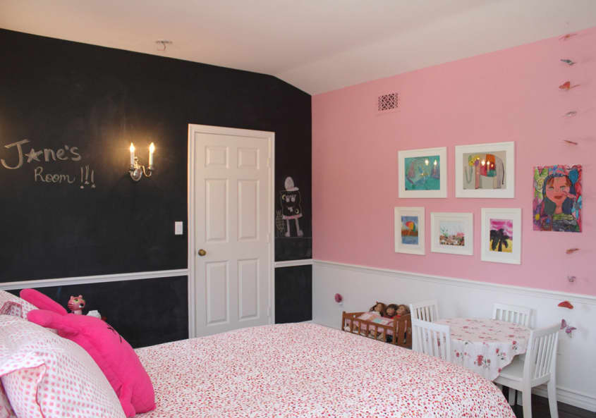 Light pink walls with deals black furniture