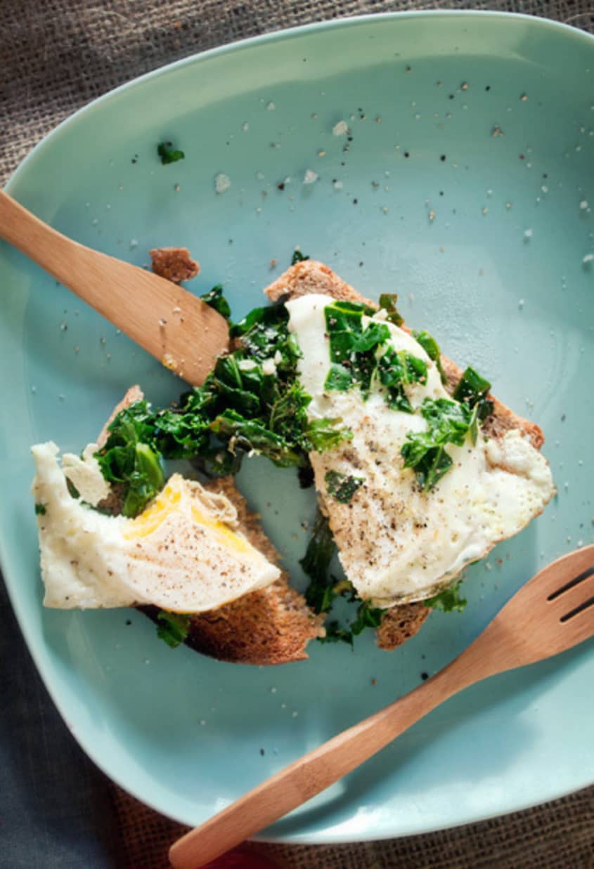 Fried Egg Kale Toast from Megan of Feasting on Art The Kitchn