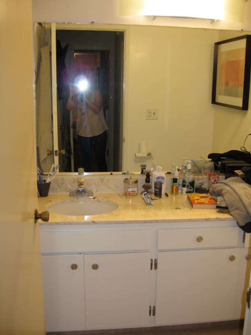 Bathroom Before & After From Carpeted to Calm & Clean Apartment Therapy