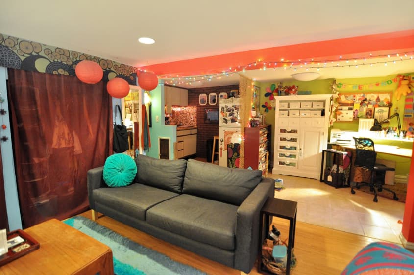Laura Lee’s Bright & Playful Basement Studio Apartment Therapy