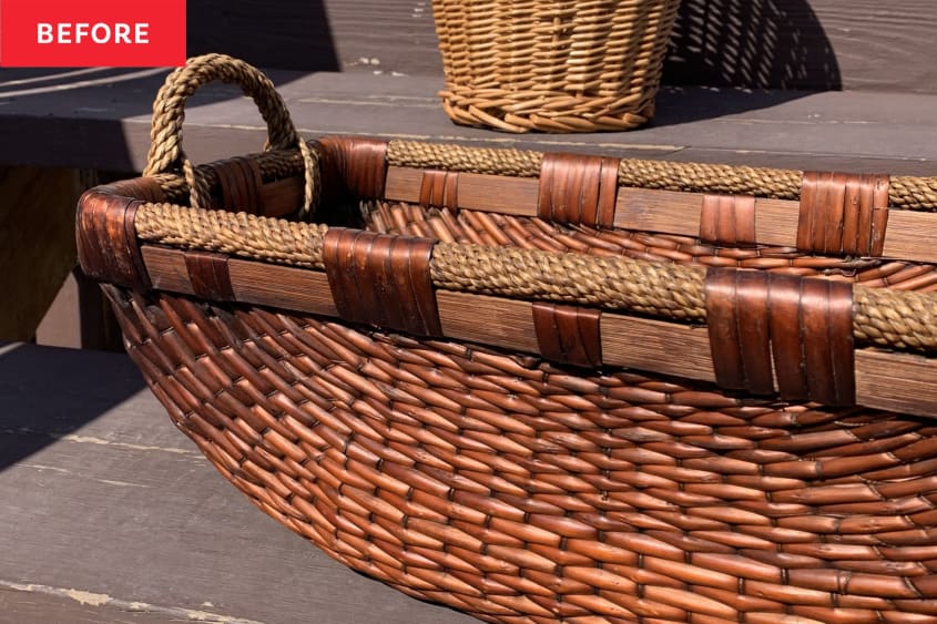 Thrifted Basket Makeover DIY Wicker Upgrade Idea Apartment Therapy