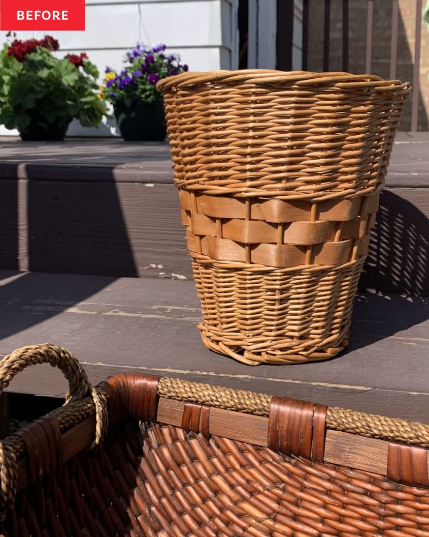Thrifted Basket Makeover DIY Wicker Upgrade Idea Apartment Therapy