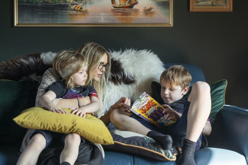 Emma Forrest reading to her kids