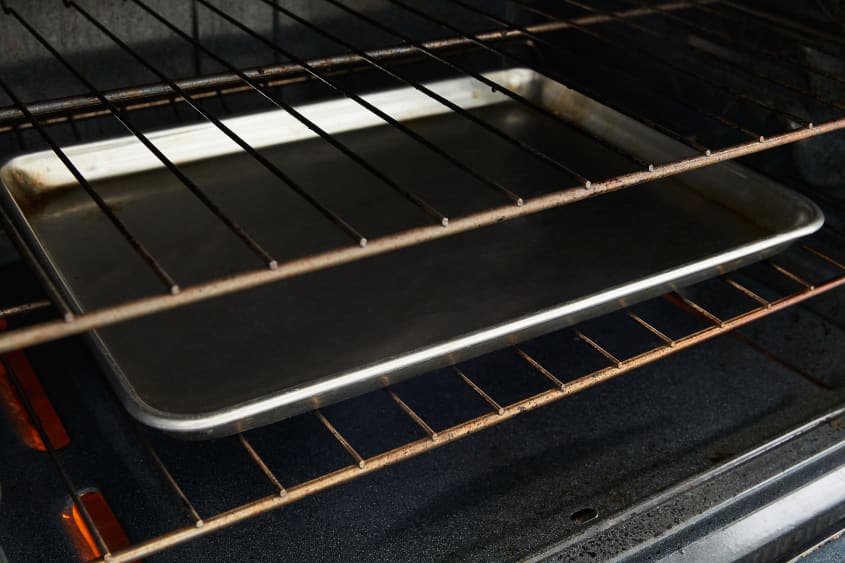 Baking sheet in pre-heated oven.