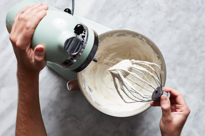 Cream in stand mixer.