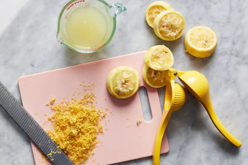 lemon zest on a cutting board