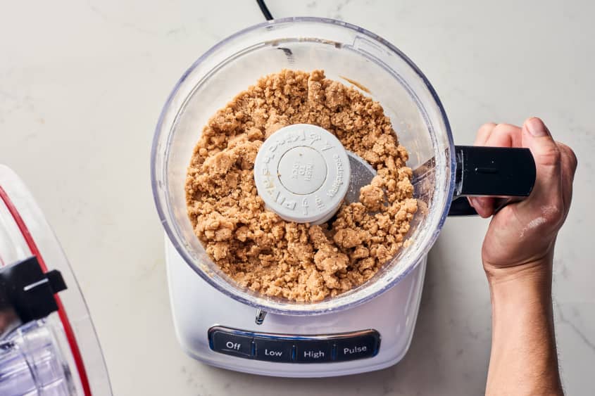 food processor with ingredients in it